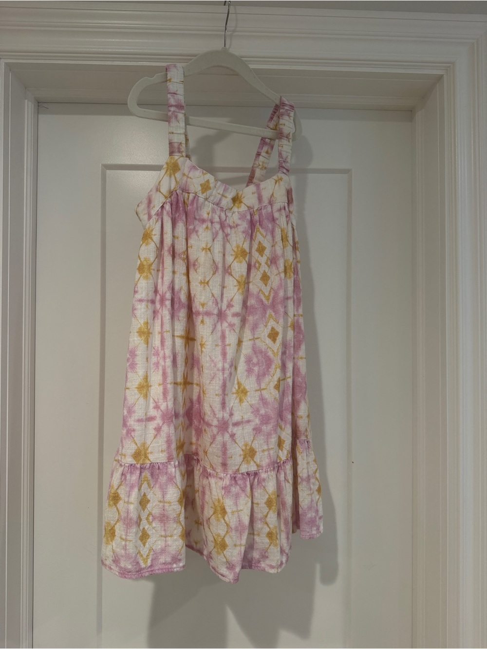 Mango Pink and Gold Tie-Dye Diamond Sundress